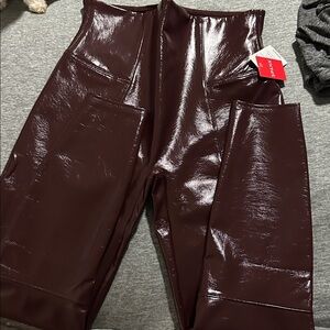 SPANX Shiny Burgundy Pants